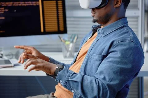 Developer in VR Goggles during Usability Testing Stock Photos