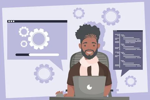 Developer web in laptop Stock Illustration