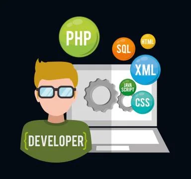 Developer web responsive design 스톡 일러스트