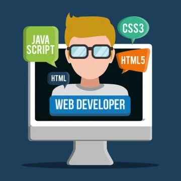 Developer web responsive design Stockillustratie