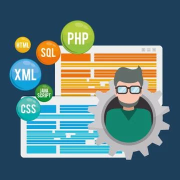 Developer web responsive design Stockillustratie