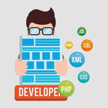 Developer web responsive design Stock Illustration