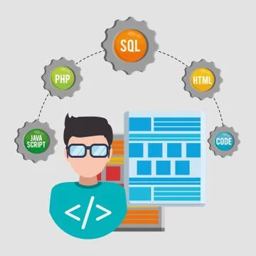 Developer web responsive design イラスト素材