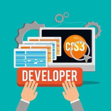 Developer web responsive design Stockillustratie