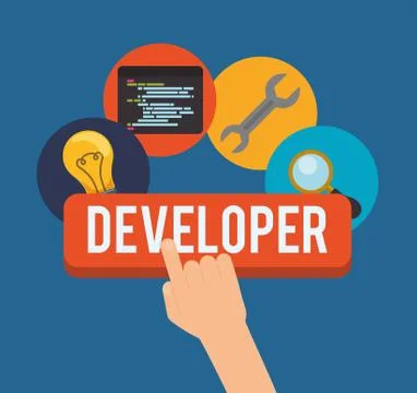 Developer web responsive design Stockillustratie