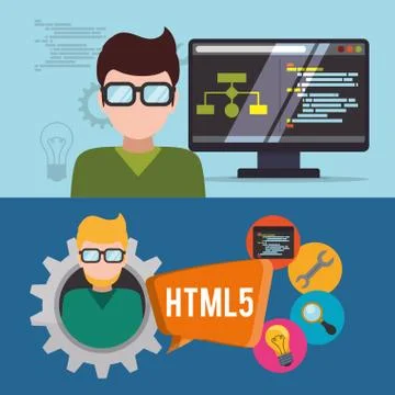 Developer web responsive design Stockillustratie