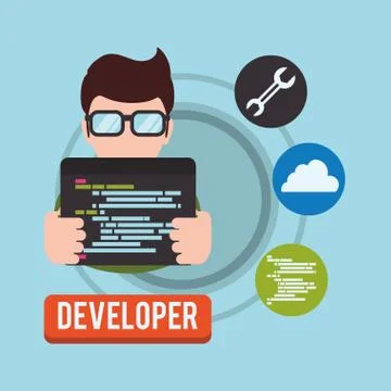 Developer web responsive design Stockillustratie