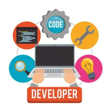 Developer web responsive design 스톡 일러스트