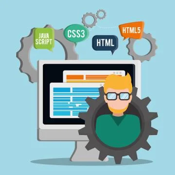 Developer web responsive design Stock Illustration