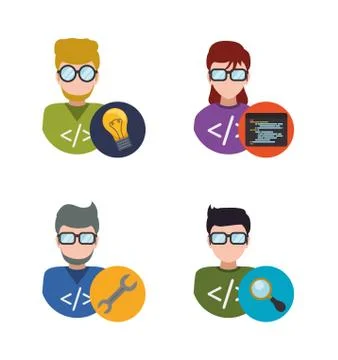 Developer web responsive design 스톡 일러스트