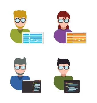 Developer web responsive design 스톡 일러스트