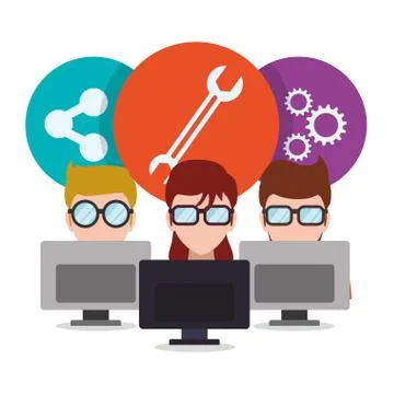 Developer web responsive design Stockillustratie