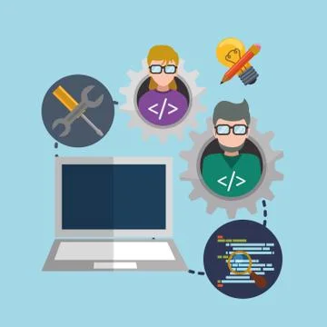 Developer web responsive design 스톡 일러스트