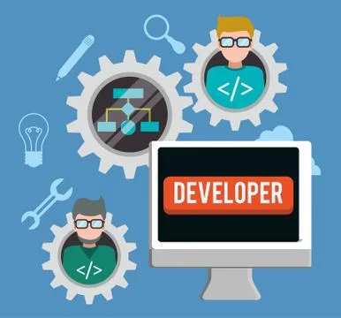 Developer web responsive design 스톡 일러스트