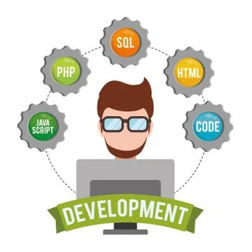 Developer web responsive design Stock Illustration