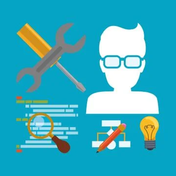 Developer web responsive design Stockillustratie