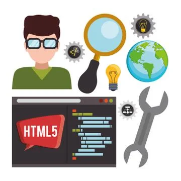 Developer web responsive design 스톡 일러스트