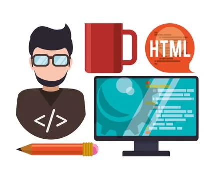 Developer web responsive design Stock Illustration