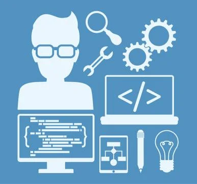 Developer web responsive design 스톡 일러스트