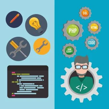 Developer web responsive design 스톡 일러스트