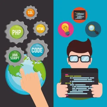 Developer web responsive design Stock Illustration