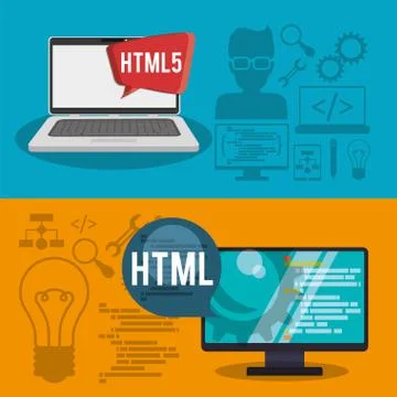 Developer web responsive design 스톡 일러스트