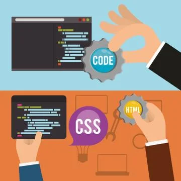 Developer web responsive design 스톡 일러스트