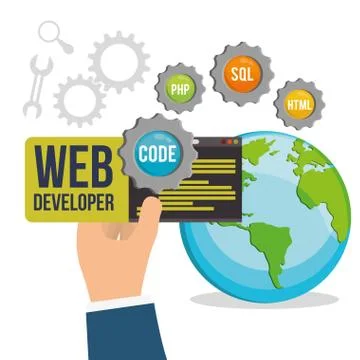 Developer web responsive design 스톡 일러스트