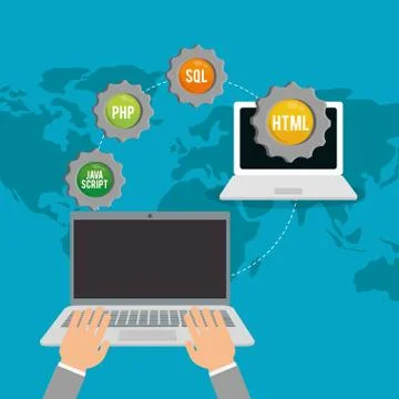 Developer web responsive design Stock Illustration