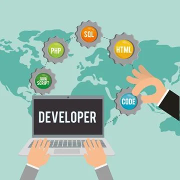 Developer web responsive design Stockillustratie