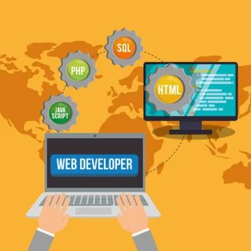 Developer web responsive design イラスト素材