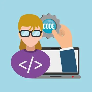 Developer web responsive design Stockillustratie