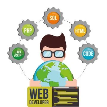 Developer web responsive design 스톡 일러스트