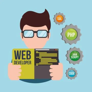 Developer web responsive design Stockillustratie