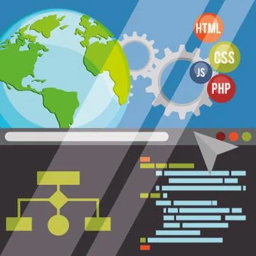 Developer web responsive design Stockillustratie