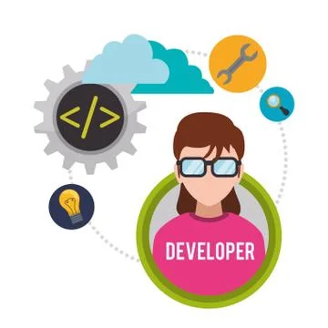 Developer web responsive design 스톡 일러스트