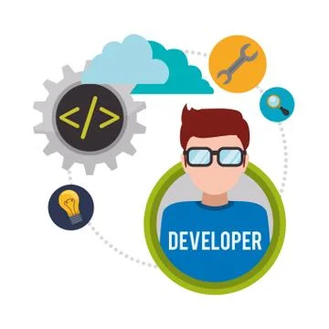 Developer web responsive design Stockillustratie