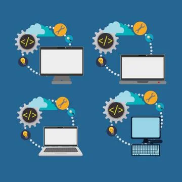 Developer web responsive design Stockillustratie