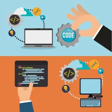 Developer web responsive design 스톡 일러스트