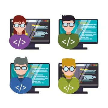 Developer web responsive design Stockillustratie