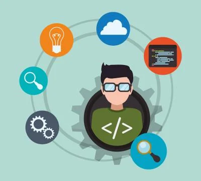 Developer web responsive design 스톡 일러스트