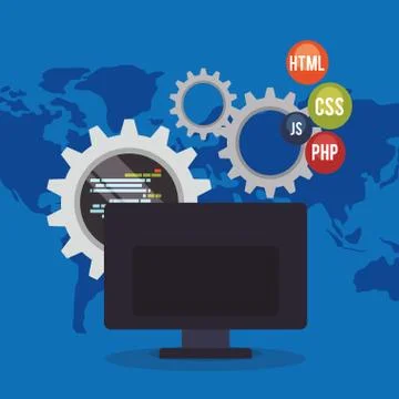 Developer web responsive design 스톡 일러스트