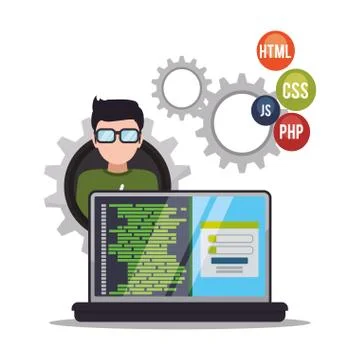 Developer web responsive design Stockillustratie