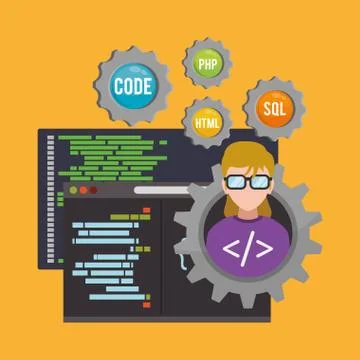 Developer web responsive design Stockillustratie