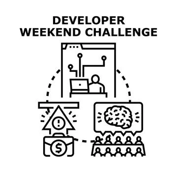 Developer weekend challenge creating new software solutions イラスト素材