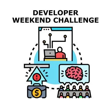 Developer weekend challenge creating new software solutions Stockillustratie