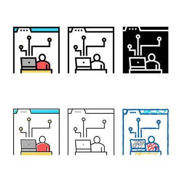 Developer working and codding concepts program color icon vector 库存插图