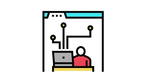 Developer working and codding program color icon animation Stock Footage 163786279