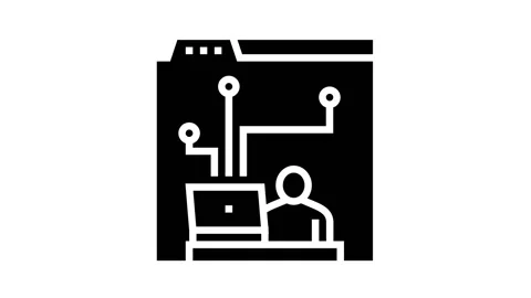 Developer working and codding program glyph icon animation Stock Footage 163804367