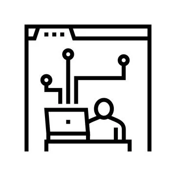 Developer working and codding program line icon vector illustration 스톡 일러스트